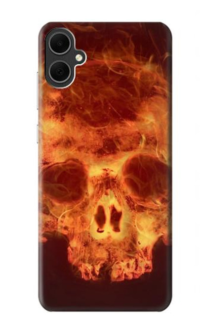 W3881 Fire Skull Hard Case and Leather Flip Case For Samsung Galaxy A05