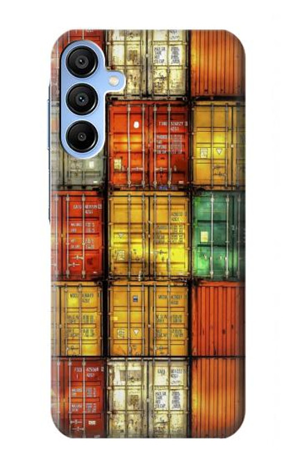 W3861 Colorful Container Block Hard Case and Leather Flip Case For Samsung Galaxy A15 5G