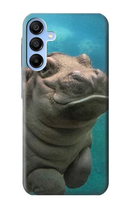 W3871 Cute Baby Hippo Hippopotamus Hard Case and Leather Flip Case For Samsung Galaxy A15 5G