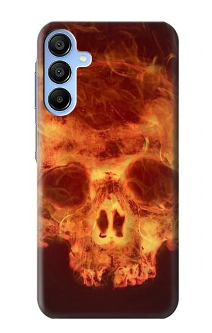 W3881 Fire Skull Hard Case and Leather Flip Case For Samsung Galaxy A15 5G