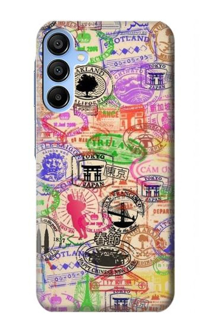 W3904 Travel Stamps Hard Case and Leather Flip Case For Samsung Galaxy A15 5G