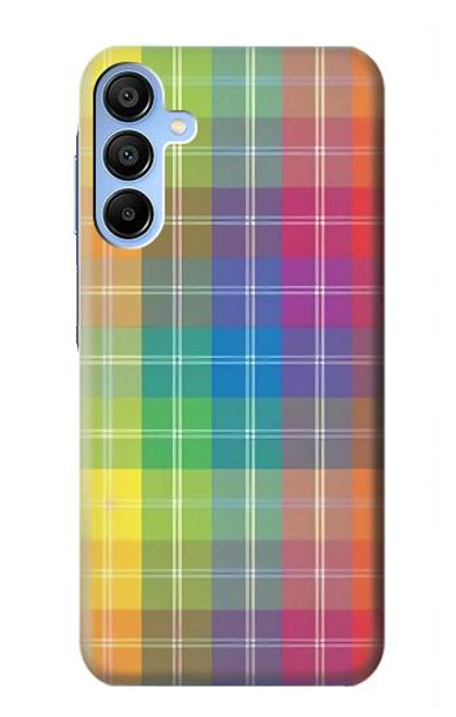 W3942 LGBTQ Rainbow Plaid Tartan Hard Case and Leather Flip Case For Samsung Galaxy A15 5G
