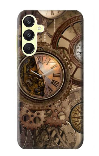 W3927 Compass Clock Gage Steampunk Hard Case and Leather Flip Case For Samsung Galaxy A25 5G