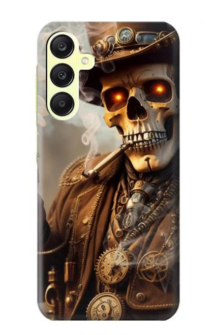 W3949 Steampunk Skull Smoking Hard Case and Leather Flip Case For Samsung Galaxy A25 5G