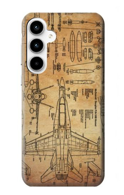 W3868 Aircraft Blueprint Old Paper Hard Case and Leather Flip Case For Samsung Galaxy A35 5G