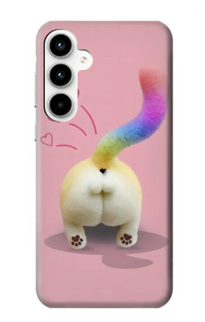 W3923 Cat Bottom Rainbow Tail Hard Case and Leather Flip Case For Samsung Galaxy A35 5G