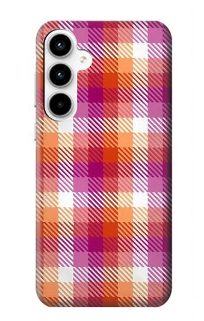 W3941 LGBT Lesbian Pride Flag Plaid Hard Case and Leather Flip Case For Samsung Galaxy A35 5G