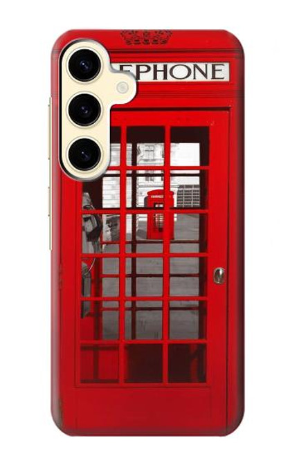 W0058 British Red Telephone Box Hard Case and Leather Flip Case For Samsung Galaxy S24