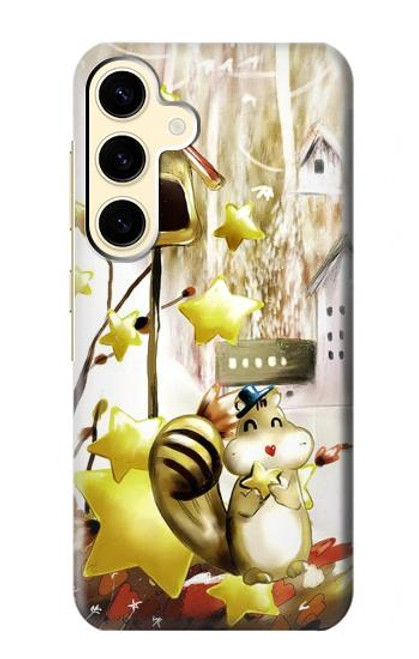 W0109 Cute Squirrel Cartoon Hard Case and Leather Flip Case For Samsung Galaxy S24