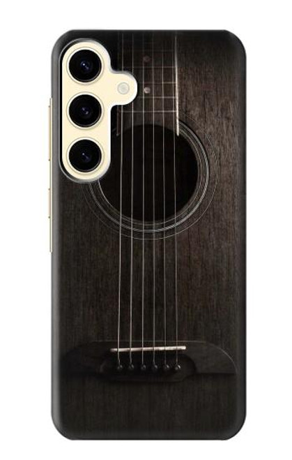 W3834 Old Woods Black Guitar Hard Case and Leather Flip Case For Samsung Galaxy S24