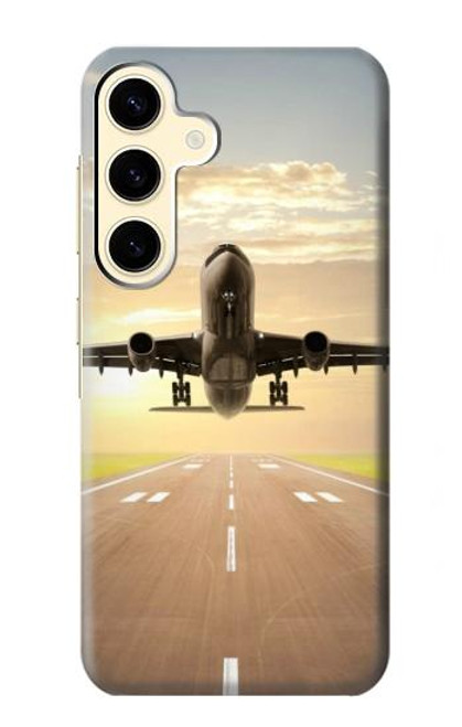 W3837 Airplane Take off Sunrise Hard Case and Leather Flip Case For Samsung Galaxy S24