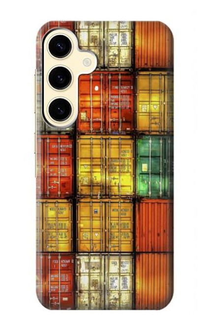W3861 Colorful Container Block Hard Case and Leather Flip Case For Samsung Galaxy S24