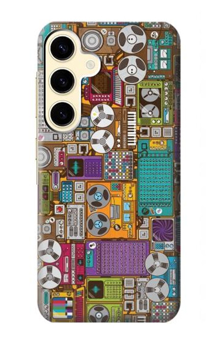 W3879 Retro Music Doodle Hard Case and Leather Flip Case For Samsung Galaxy S24