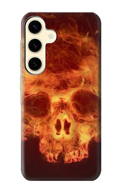W3881 Fire Skull Hard Case and Leather Flip Case For Samsung Galaxy S24