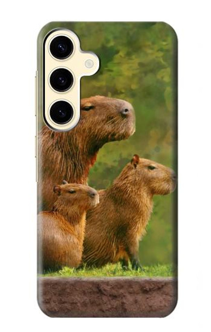 W3917 Capybara Family Giant Guinea Pig Hard Case and Leather Flip Case For Samsung Galaxy S24