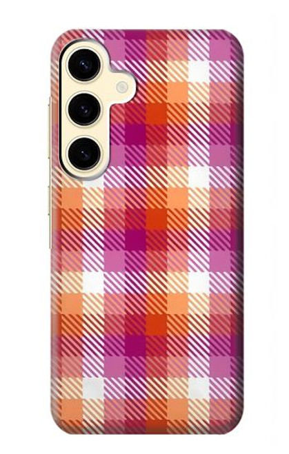 W3941 LGBT Lesbian Pride Flag Plaid Hard Case and Leather Flip Case For Samsung Galaxy S24