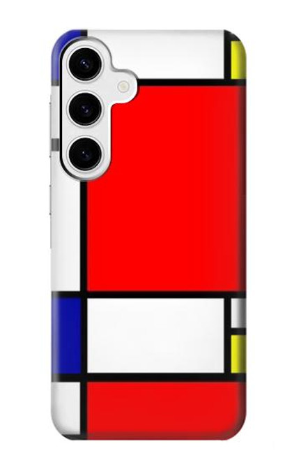 W0157 Composition Red Blue Yellow Hard Case and Leather Flip Case For Samsung Galaxy S24 Plus