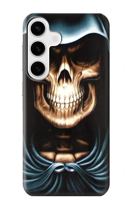W0225 Skull Grim Reaper Hard Case and Leather Flip Case For Samsung Galaxy S24 Plus