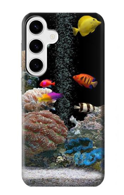 W0226 Aquarium Hard Case and Leather Flip Case For Samsung Galaxy S24 Plus