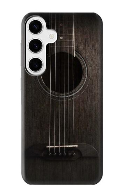 W3834 Old Woods Black Guitar Hard Case and Leather Flip Case For Samsung Galaxy S24 Plus