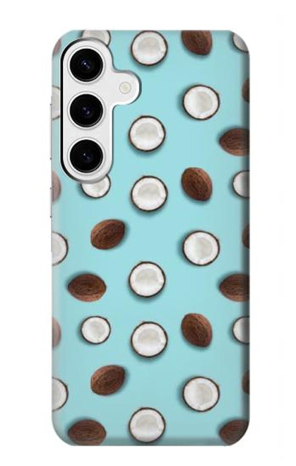 W3860 Coconut Dot Pattern Hard Case and Leather Flip Case For Samsung Galaxy S24 Plus