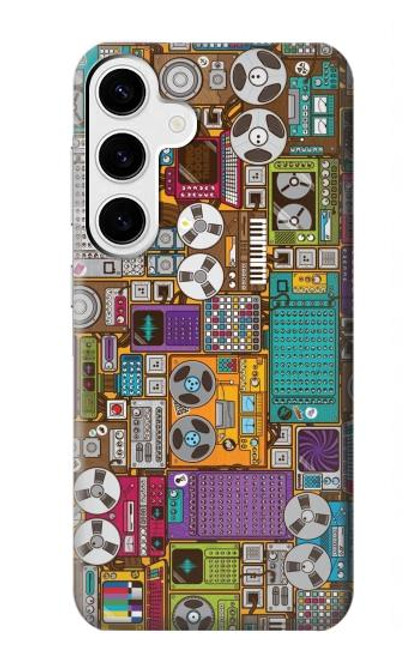 W3879 Retro Music Doodle Hard Case and Leather Flip Case For Samsung Galaxy S24 Plus