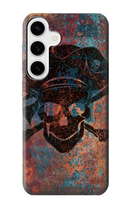 W3895 Pirate Skull Metal Hard Case and Leather Flip Case For Samsung Galaxy S24 Plus