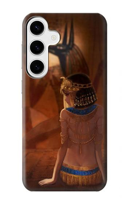 W3919 Egyptian Queen Cleopatra Anubis Hard Case and Leather Flip Case For Samsung Galaxy S24 Plus