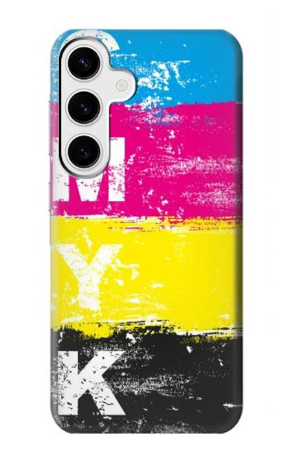 W3930 Cyan Magenta Yellow Key Hard Case and Leather Flip Case For Samsung Galaxy S24 Plus
