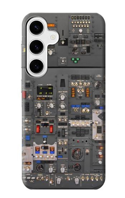 W3944 Overhead Panel Cockpit Hard Case and Leather Flip Case For Samsung Galaxy S24 Plus