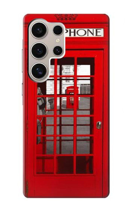 W0058 British Red Telephone Box Hard Case and Leather Flip Case For Samsung Galaxy S24 Ultra