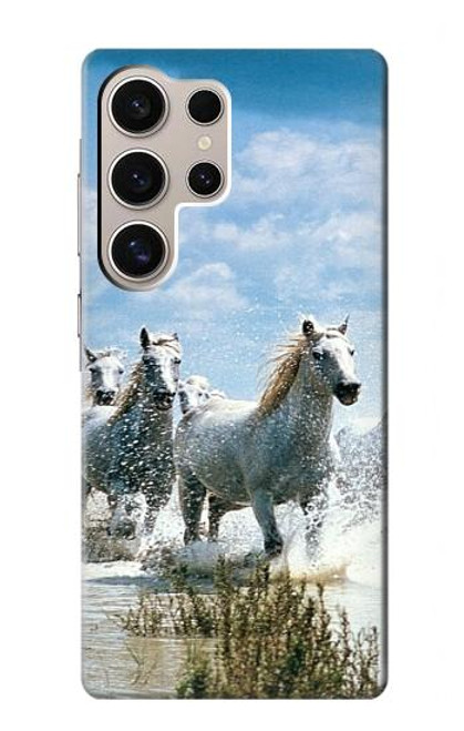 W0250 White Horse Hard Case and Leather Flip Case For Samsung Galaxy S24 Ultra