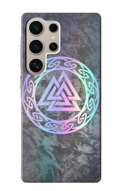 W3833 Valknut Odin Wotans Knot Hrungnir Heart Hard Case and Leather Flip Case For Samsung Galaxy S24 Ultra