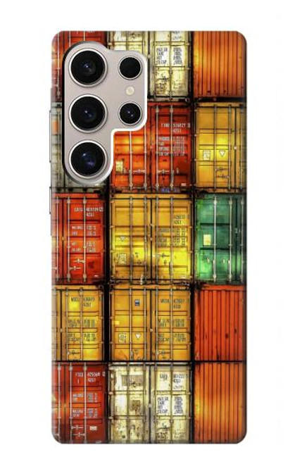 W3861 Colorful Container Block Hard Case and Leather Flip Case For Samsung Galaxy S24 Ultra