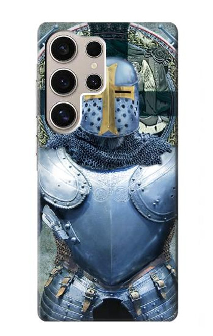 W3864 Medieval Templar Heavy Armor Knight Hard Case and Leather Flip Case For Samsung Galaxy S24 Ultra