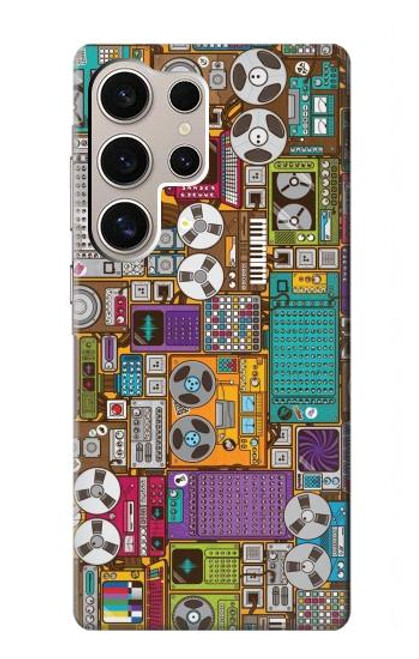 W3879 Retro Music Doodle Hard Case and Leather Flip Case For Samsung Galaxy S24 Ultra