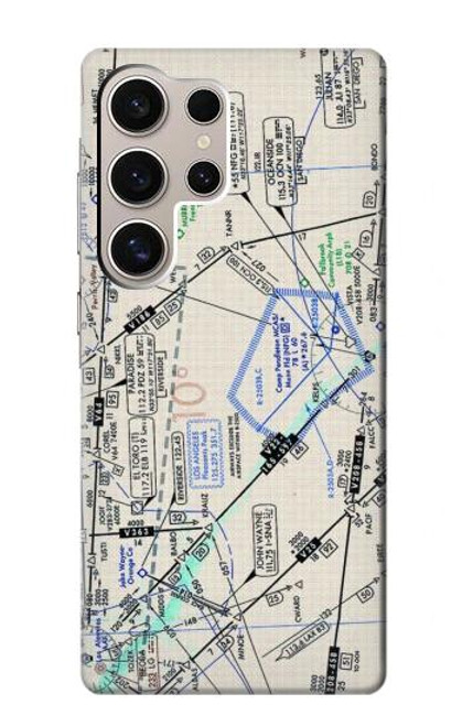 W3882 Flying Enroute Chart Hard Case and Leather Flip Case For Samsung Galaxy S24 Ultra