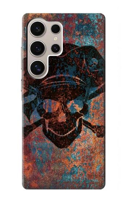 W3895 Pirate Skull Metal Hard Case and Leather Flip Case For Samsung Galaxy S24 Ultra