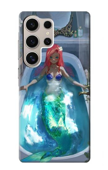 W3912 Cute Little Mermaid Aqua Spa Hard Case and Leather Flip Case For Samsung Galaxy S24 Ultra