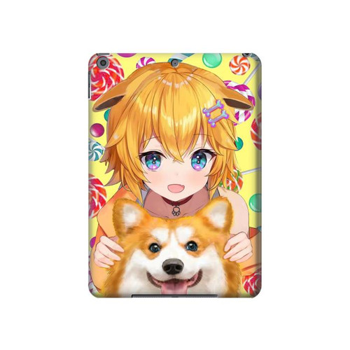 W3918 Baby Corgi Dog Corgi Girl Candy Tablet Hard Case For iPad 10.2 (2021,2020,2019), iPad 9 8 7