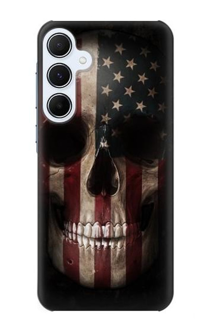 W3850 American Flag Skull Hard Case and Leather Flip Case For Samsung Galaxy A55 5G