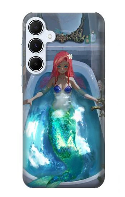 W3912 Cute Little Mermaid Aqua Spa Hard Case and Leather Flip Case For Samsung Galaxy A55 5G
