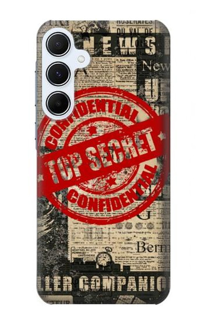 W3937 Text Top Secret Art Vintage Hard Case and Leather Flip Case For Samsung Galaxy A55 5G