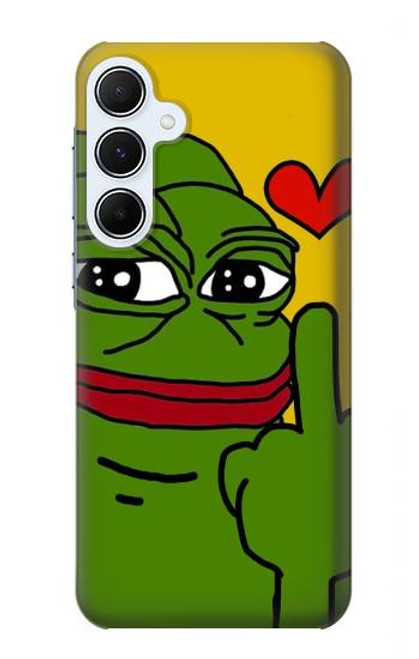 W3945 Pepe Love Middle Finger Hard Case and Leather Flip Case For Samsung Galaxy A55 5G