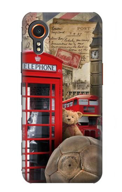 W3856 Vintage London British Hard Case and Leather Flip Case For Samsung Galaxy Xcover7