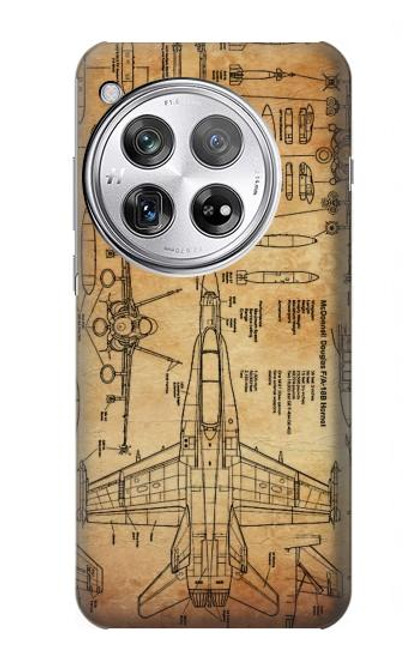 W3868 Aircraft Blueprint Old Paper Hard Case and Leather Flip Case For OnePlus 12