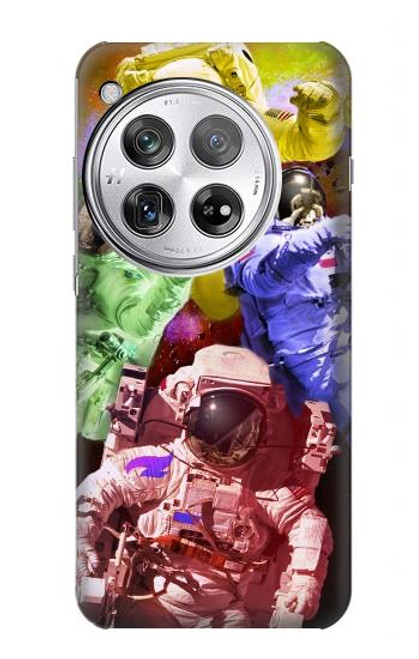 W3914 Colorful Nebula Astronaut Suit Galaxy Hard Case and Leather Flip Case For OnePlus 12