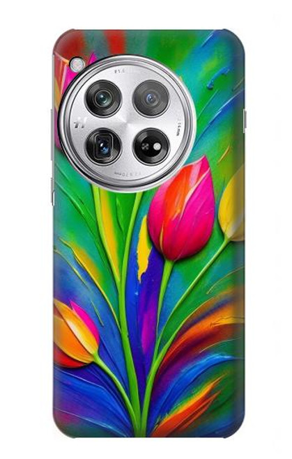 W3926 Colorful Tulip Oil Painting Hard Case and Leather Flip Case For OnePlus 12