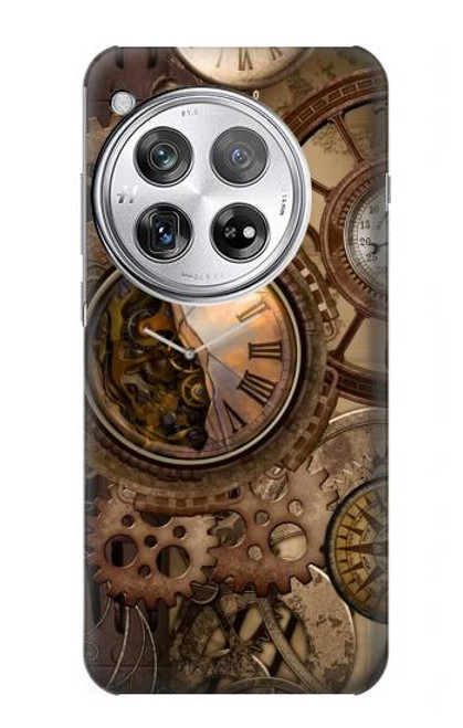 W3927 Compass Clock Gage Steampunk Hard Case and Leather Flip Case For OnePlus 12