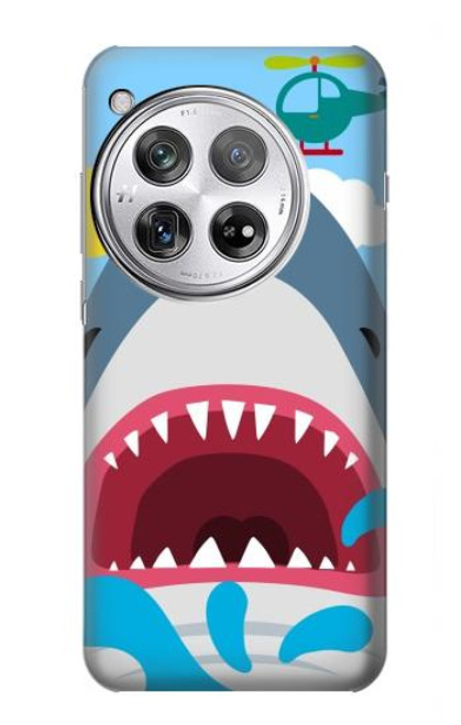 W3947 Shark Helicopter Cartoon Hard Case and Leather Flip Case For OnePlus 12